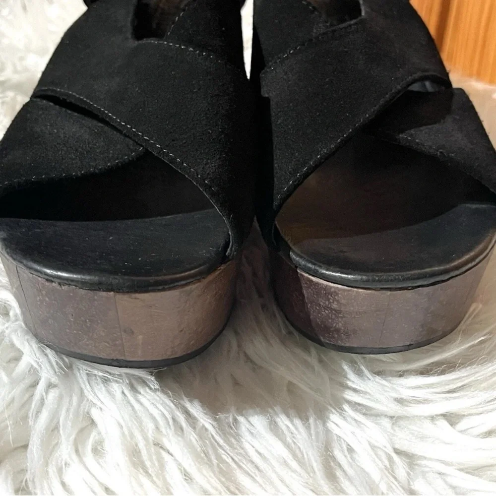 Cordani Josie Black Suede Leather Wedge Platform Sandals